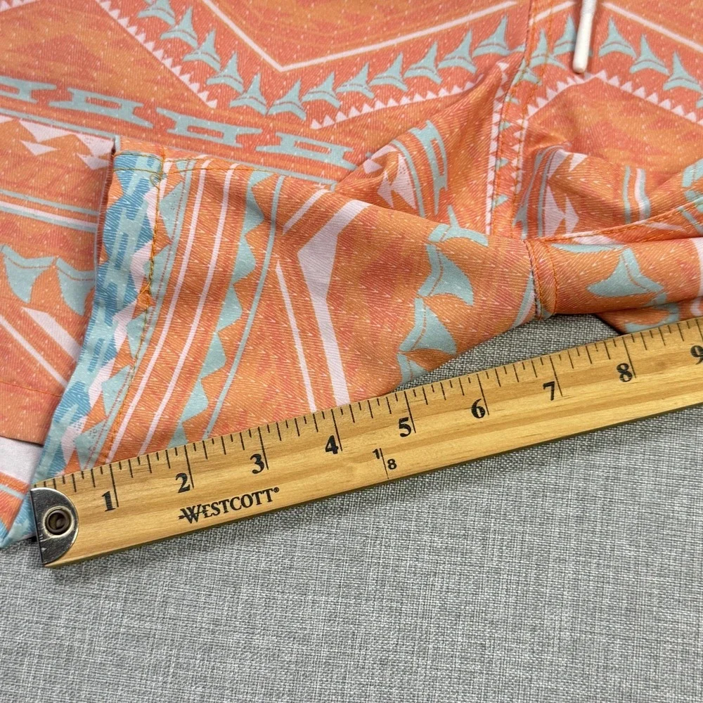 Huk Swim Trunks Shorts Mens‎ 2XL (44) Orange Geometric Mesh Lined Drawstring
